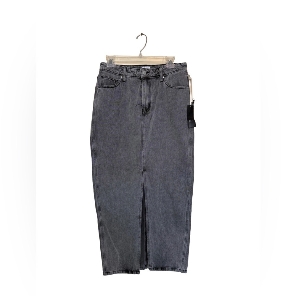 West of Melrose gray denim maxi skirt with front split
